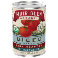 Muir Glen Organic Tomatoes, No Salt Added, Diced, Fire Roasted, 14.5 Ounce