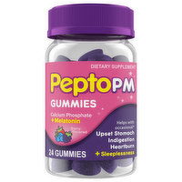 Pepto Calcium Phosphate + Melatonin, PM, Gummies, Berry Flavored, 24 Each