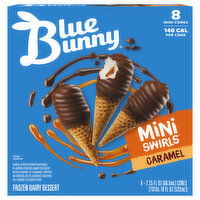 Blue Bunny Mini Swirls Frozen Dairy Dessert, Caramel, 8 Each