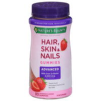 Nature's Bounty Optimal Solutions Hair, Skin & Nails Gummies, Advanced, Strawberry Flavored, 80 Each