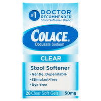 Colace Stool Softener, 50 mg, Clear Soft Gels, 28 Each