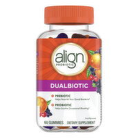 Align Pre + Biotics Align Probiotic Dualbiotic Gummies, Men and Women's Prebiotic and Probiotic Dietary Supplement, 60 Ct, 60 Each