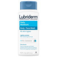 Lubriderm Daily Moisture Lightly Scented Body + Face Wash, 16 Fluid ounce