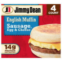 Jimmy Dean English Muffin Breakfast Sandwiches with Sausage, Egg, and Cheese, Frozen, 4 Each