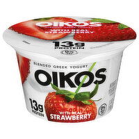 Oikos Yogurt, Nonfat, Blended, Greek, Real Strawberry, 5.3 Ounce