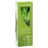 Sensations Cutlery, Plastic, Fresh Green, Assorted, 24 Each