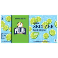 Polar Premium Naturally Calorie-Free Lime Seltzer, 8 Each