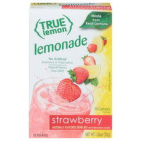 True Lemon Drink Mix, Lemonade, Strawberry, Packets, 10 Each