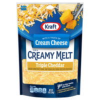 Kraft Cheese, Triple Cheddar, Creamy Melt, 8 Ounce