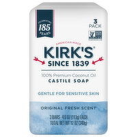 Kirk's Castile Soap, Original Fresh Scent, Gentle, 3 Pack, 3 Each