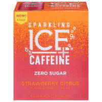 Sparkling Ice +Caffeine Sparkling Water, Zero Sugar, Strawberry Citrus Flavored, 4 Pack, 4 Each