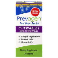 Prevagen Dietary Supplement, for Your Brain, Mixed Berry Flavor, Chewables, Tablets, 30 Each