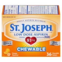 St. Joseph Aspirin, Low Dose, Chewable, 81 mg, Tablets, Orange Flavored, 36 Each