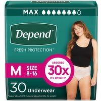 Depend Fresh Protection Incontinence Underwear for Women, Maximum Absorbency, 30 Each