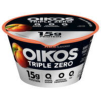 Oikos Triple Zero Yogurt, Nonfat, Peach Flavored, 5.3 Ounce