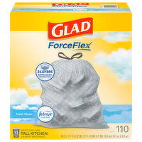 Glad Tall Kitchen Bags, Drawstring, Fresh Clean, 13 Gallon, 110 Each