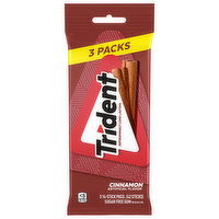 Trident Gum, Sugar Free, Cinnamon, 3 Packs, 3 Each