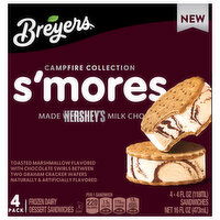 Breyers Frozen Dairy Dessert Sandwiches, S'mores, Campfire Collection, 4 Each