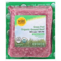 Wild Harvest Ground Beef, Organic, 90%/10%, Grass Fed, 16 Ounce