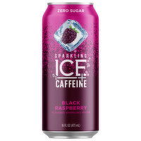 Sparkling Ice +Caffeine Sparkling Water, Zero Sugar, Black Raspberry Flavored, 16 Fluid ounce