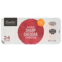 Essential Everyday Cheese, Aged Sharp Cheddar, Cracker Cuts, Slices, 24 Each