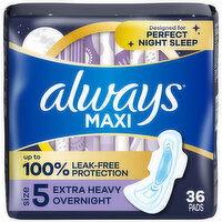 Always Maxi Maxi Overnight Pads with Wings, Size 5, 36 Each
