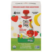 Once Upon a Farm Smoothie, Dairy-Free, Organic, Strawberry Banana Swirl, 4 Pack, 4 Each