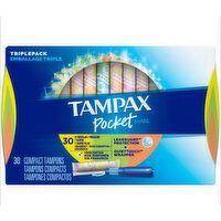 Tampax Pocket Pearl Triplepack (Regular, Super, Super Plus), 30 Each