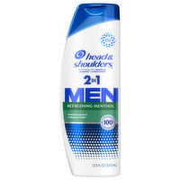 Head & Shoulders Shampoo + Conditioner, 2 in 1, Refreshing Menthol, Men, 12.5 Each