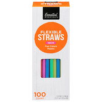 Essential Everyday Straws, Flexible, Neon, Plastic, 100 Each