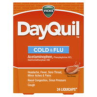 Vicks Cold & Flu Vicks DayQuil Cold & Flu, LiquiCap Over-the-Counter Medicine, 24ct, 24 Each