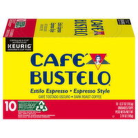 Cafe Bustelo Coffee, Espresso Style, Dark Roast, K-Cup Pods, 10 Each