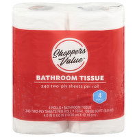 Shoppers Value Bathroom Tissue, Two-Ply, 4 Each