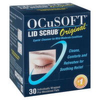 OCuSOFT Lid Scrub Eyelid Cleanser, Original, Pre-Moistened Pads, 30 Each