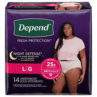 Depend Fresh Protection Incontinence Underwear for Women, Overnight, 14 Each