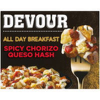 Devour Spicy Chorizo Queso Hash with Jalapeno Queso Sauce & Mozarella Cheese Frozen Meal, 9 Ounce