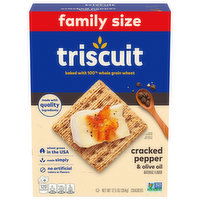 TRISCUIT Cracked Pepper & Olive Oil Whole Grain Wheat Crackers, Family Size, 12.5 Ounce