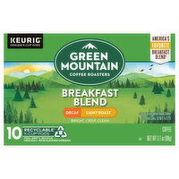 Green Mountain Coffee Roasters Coffee, Light Roast, Breakfast Blend, Decaf, K-Cup Pods, 10 Each