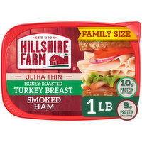 Hillshire Farm Ultra Thin Sliced Deli Lunch Meat, Honey Roasted Turkey Breast and Smoked Ham, 16 Ounce