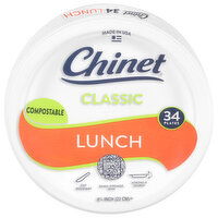 Chinet Plates, Classic, Lunch, Compostable, 34 Each