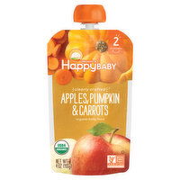 Happy Baby Organics Baby Food, Organic, Apples, Pumpkin & Carrots, 2 (6+ Months), 4 Ounce