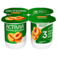 Activia Low Fat Peach Yogurt, 4 Each