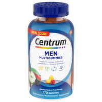 Centrum Multivitamin/Multimineral Supplement, Men, Gummies, Assorted Natural Fruit Flavors, 170 Each