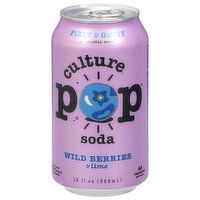 Culture Pop Probiotic Soda, Wild Berries & Lime, 12 Fluid ounce