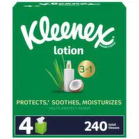 Kleenex Lotion Tissues, Coconut + Aloe, 3-Ply, 4 Each