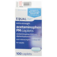 Equaline Acetaminophen, Extra Strength, PM, 500 mg, Caplets, 100 Each