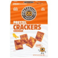 Pretzelized Snacks Crackers, Pretzel, Oven Baked, Cheddar, Bite Sized, 6.5 Ounce