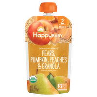 Happy Baby Organics Baby Food, Organic, Pears, Pumpkin, Peaches & Granola, Stage 2 (6 + Months), 4 Ounce