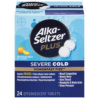 Alka-Seltzer Plus PowerFast Fizz Severe Cold, Effervescent Tablets, Orange Zest Flavor, 24 Each