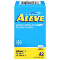 Aleve Pain Reliever/Fever Reducer, Caplets, 50 Each